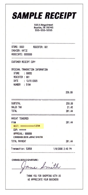 Sample Receipt